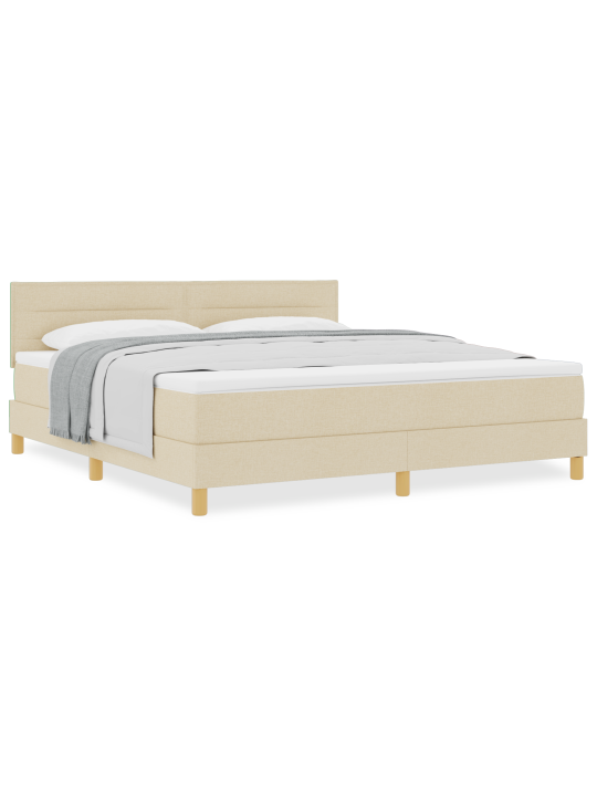 Box spring postel s matrací krémová 180x200 cm tkanina