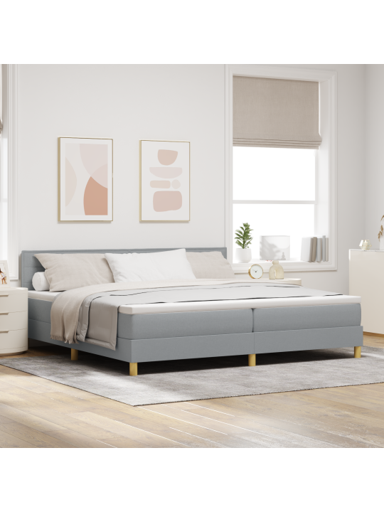 Box spring postel s matrací světle šedá 200x200 cm tkanina