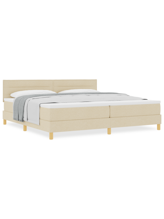Box spring postel s matrací krém 200x200 cm tkanina