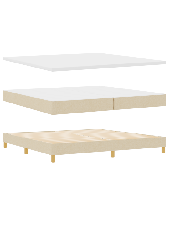 Box spring postel s matrací krém 200x200 cm tkanina