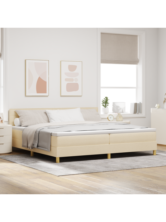 Box spring postel s matrací krém 200x200 cm tkanina