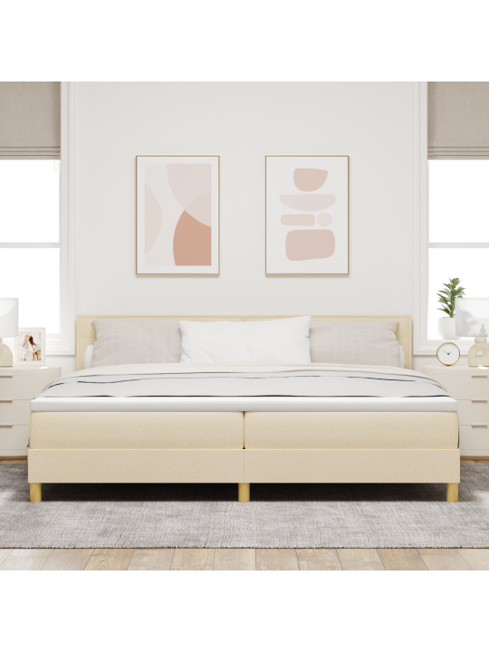 Box spring postel s matrací krém 200x200 cm tkanina