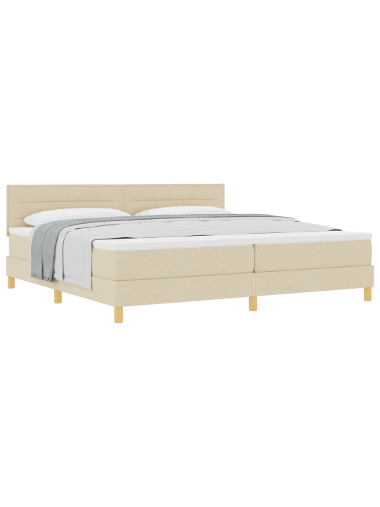 Box spring postel s matrací krém 200x200 cm tkanina