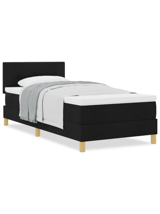 Box spring postel s matrací černá 90x200 cm tkanina