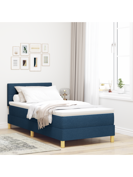 Box spring postel s matrací modrá 90x200 cm tkanina