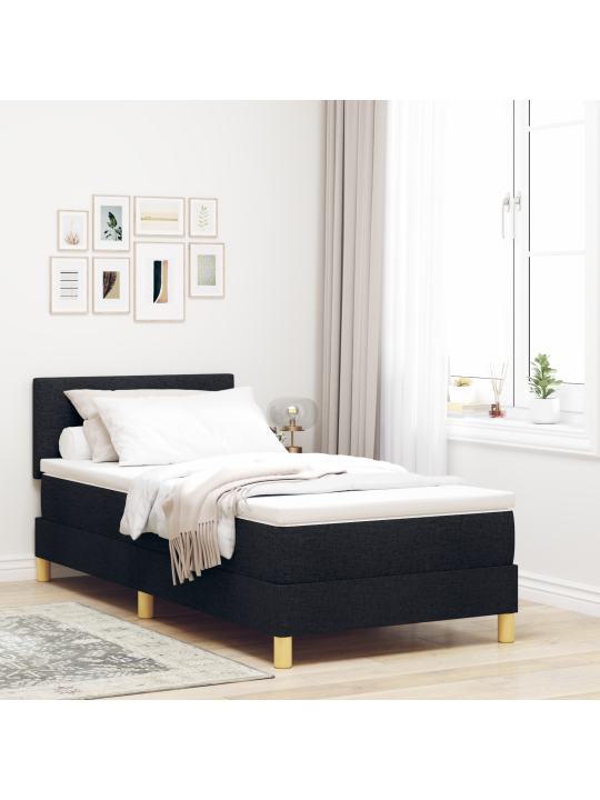 Box spring postel s matrací černá 100x200 cm textilie