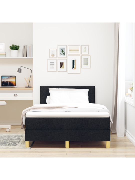 Box spring postel s matrací černá 120x200 cm tkanina