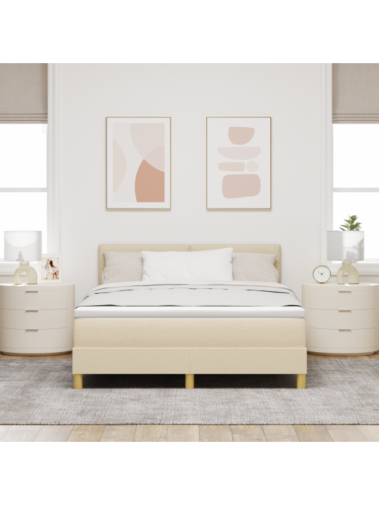 Základní postel s matrací krémová 140x190 cm tkanina