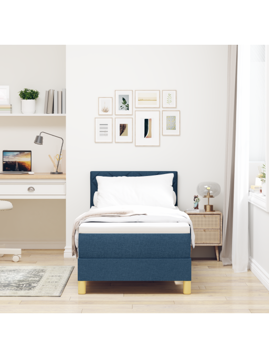Box spring postel s matrací modrá 80x200 cm tkanina