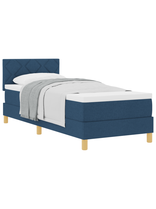 Box spring postel s matrací modrá 80x200 cm tkanina