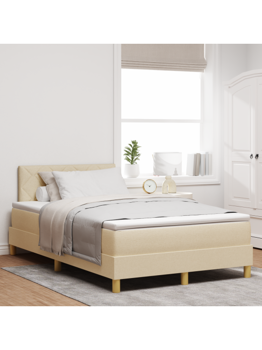 Box spring postel s matrací krémová 120x200 cm tkanina