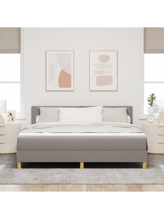 Rám postele s matrací šedobéžový 180x200 cm z látky