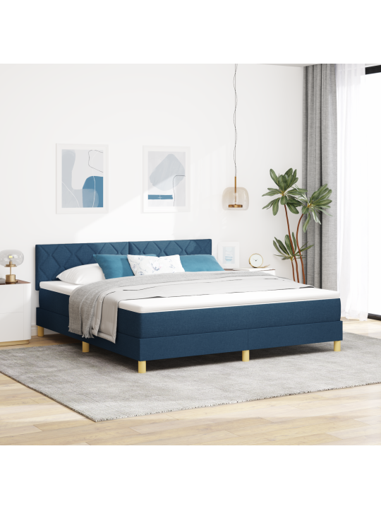 Box spring postel s matrací modrá 180x200 cm tkanina