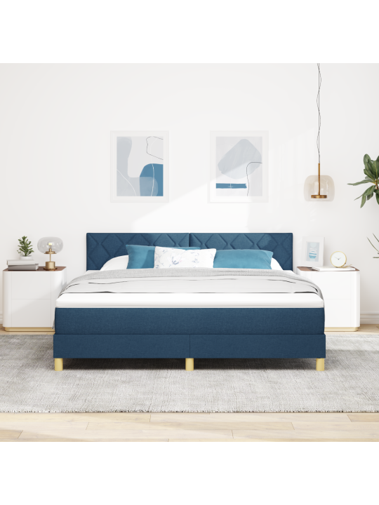 Box spring postel s matrací modrá 180x200 cm tkanina