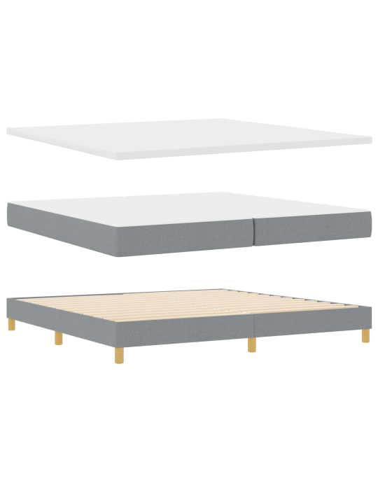 Box spring bed s matrací světle šedá 200x200 cm tkanina