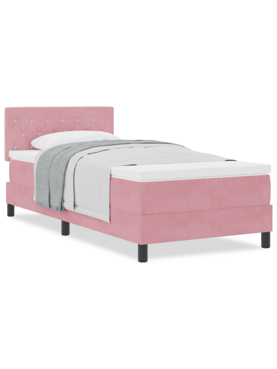 Box spring postel s matrací růžová jednolůžko samet
