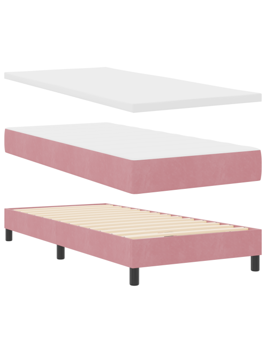 Box spring postel s matrací růžová jednolůžko samet
