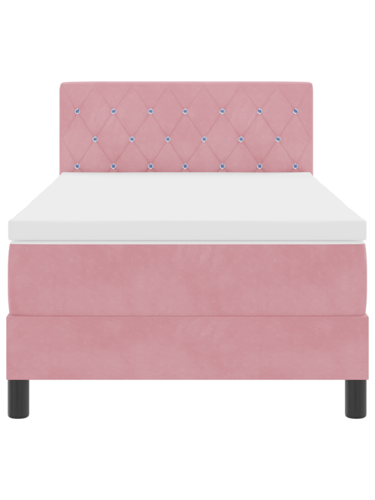 Box spring postel s matrací růžová jednolůžko samet