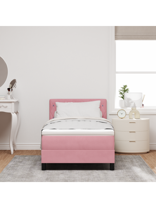 Box spring postel s matrací růžová jednolůžko samet