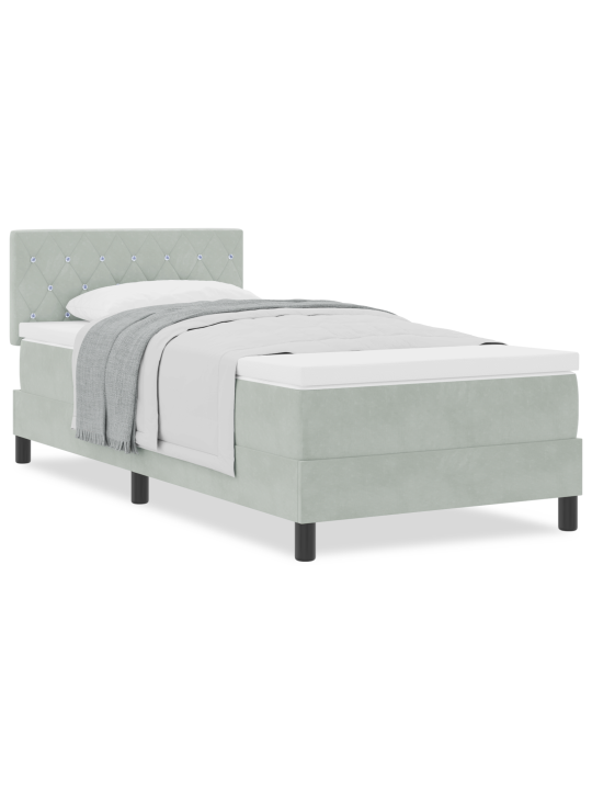 Box spring bed s matrací světle šedá 90x200 cm samet
