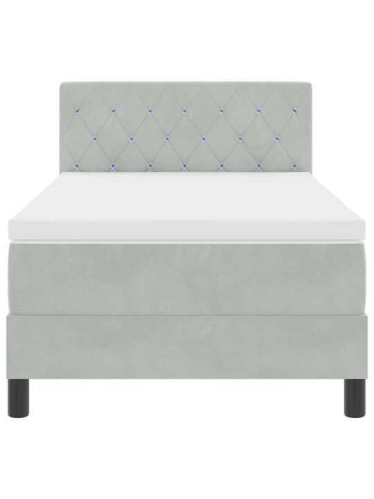 Box spring bed s matrací světle šedá 90x200 cm samet