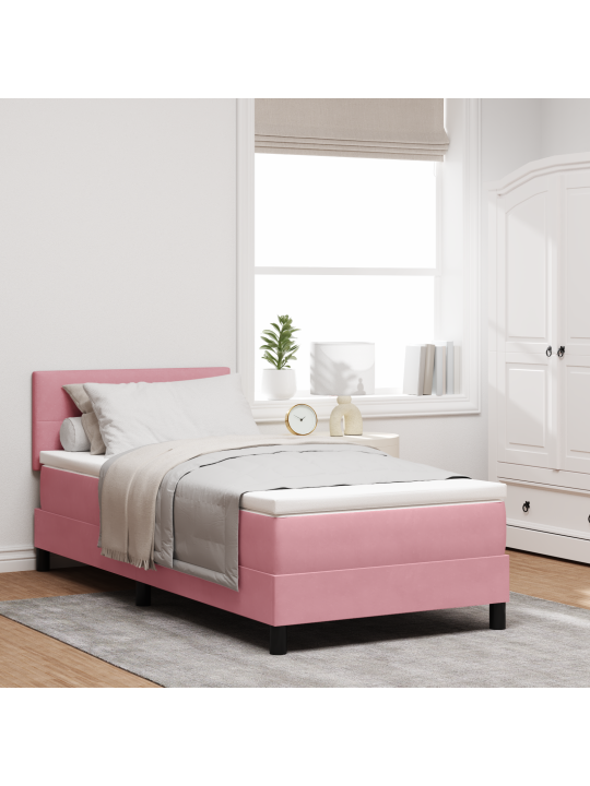Box spring postel s matrací růžová 80x200 cm samet
