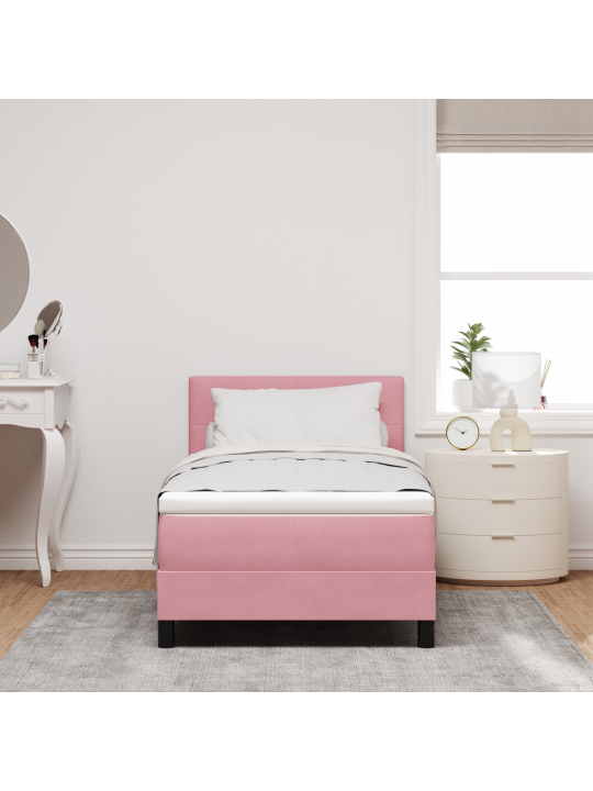 Box spring postel s matrací růžová 80x200 cm samet