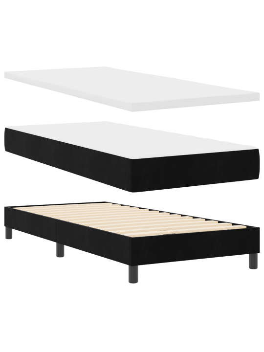 Box spring postel s matrací černá jednolůžko samet