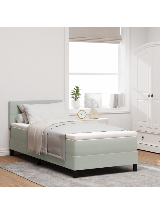 Box spring postel s matrací světle šedá 90x200 cm samet