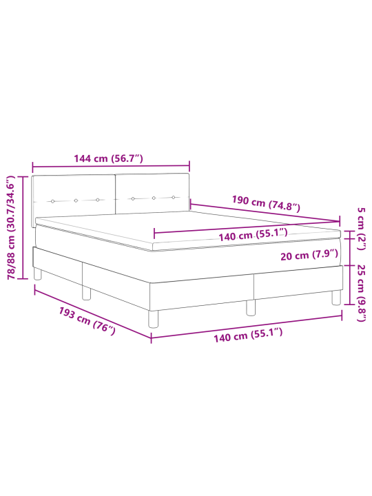 Box spring postel s matrací černá 140x190 cm samet