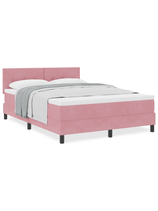 Růžová boxspring postel s matrací 140x190 cm samet