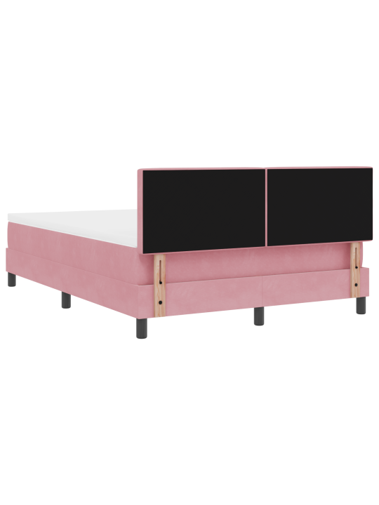 Růžová boxspring postel s matrací 140x190 cm samet