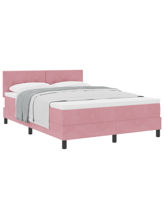Růžová boxspring postel s matrací 140x190 cm samet