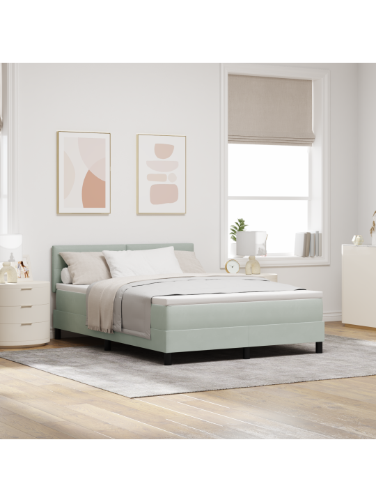 Box spring postel s matrací světle šedá 140x200 cm samet