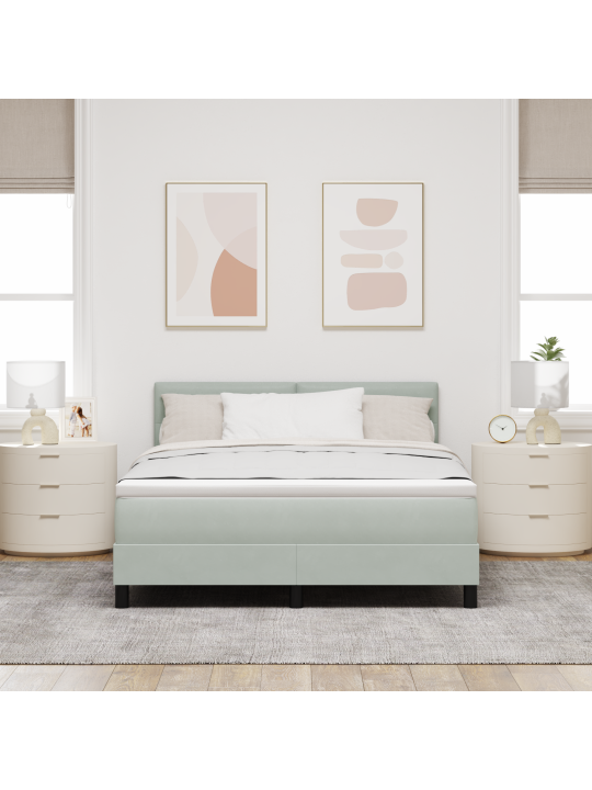 Box spring postel s matrací světle šedá 140x200 cm samet