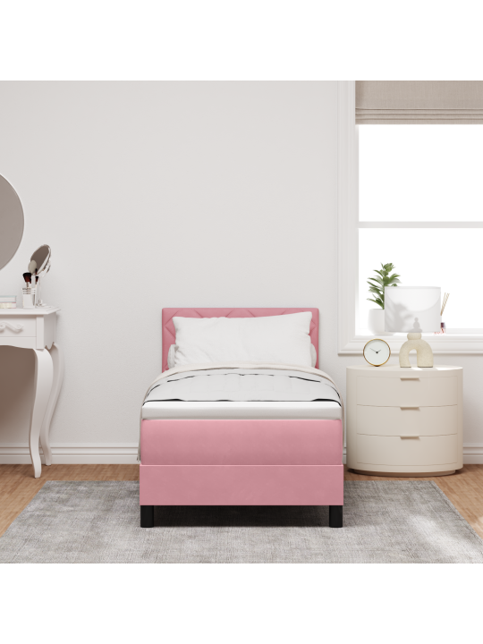 Box spring postel s matracemi růžová 80x200 cm samet