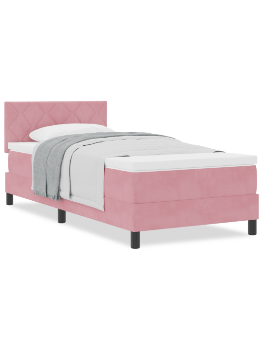Box spring postel s matrací růžová jednolůžko samet