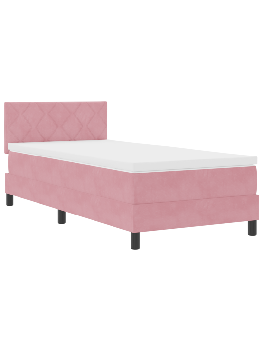 Box spring postel s matrací růžová jednolůžko samet