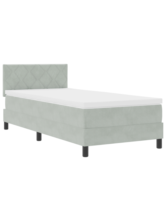 Box spring postel s matrací světle šedá 90x200 cm samet