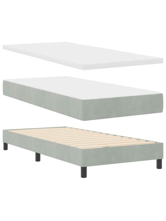 Box spring postel s matrací světle šedá 90x200 cm samet