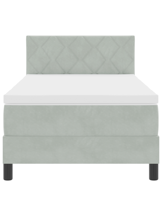 Box spring postel s matrací světle šedá 90x200 cm samet