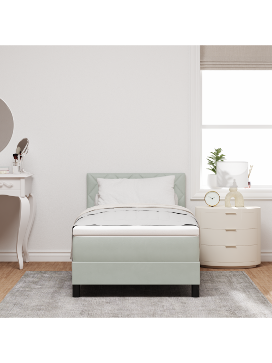 Box spring postel s matrací světle šedá 90x200 cm samet