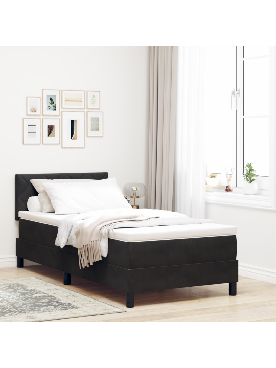 Box spring postel s matrací černá 90x200 cm samet
