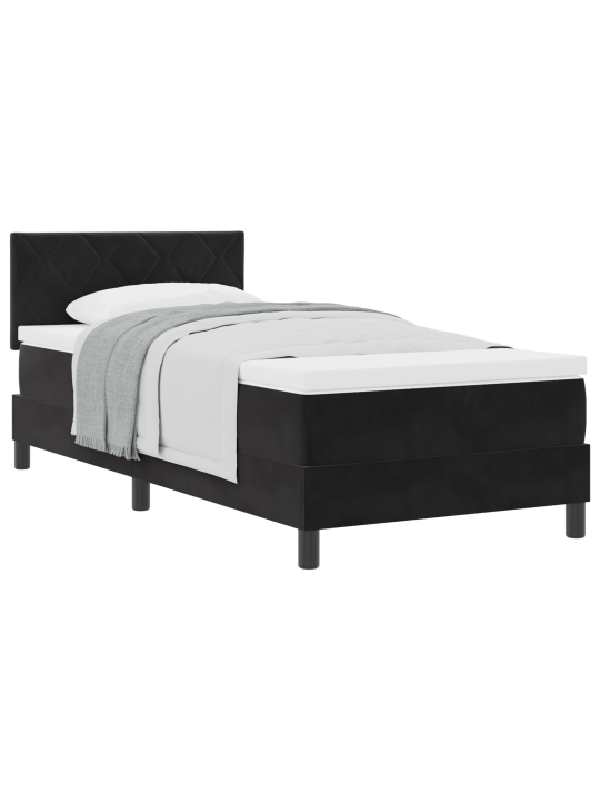 Box spring postel s matrací černá 90x200 cm samet