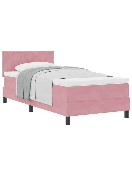 Box spring postel s matrací růžová 90x200 cm samet
