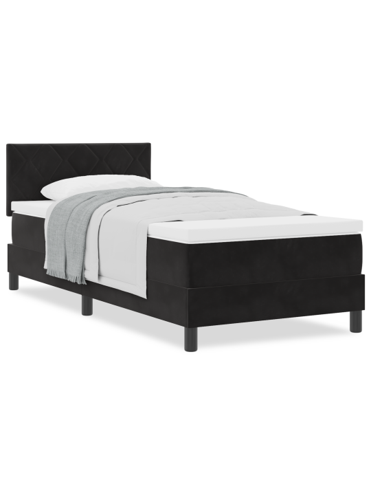 Box spring postel s matrací černá 100x200 cm samet