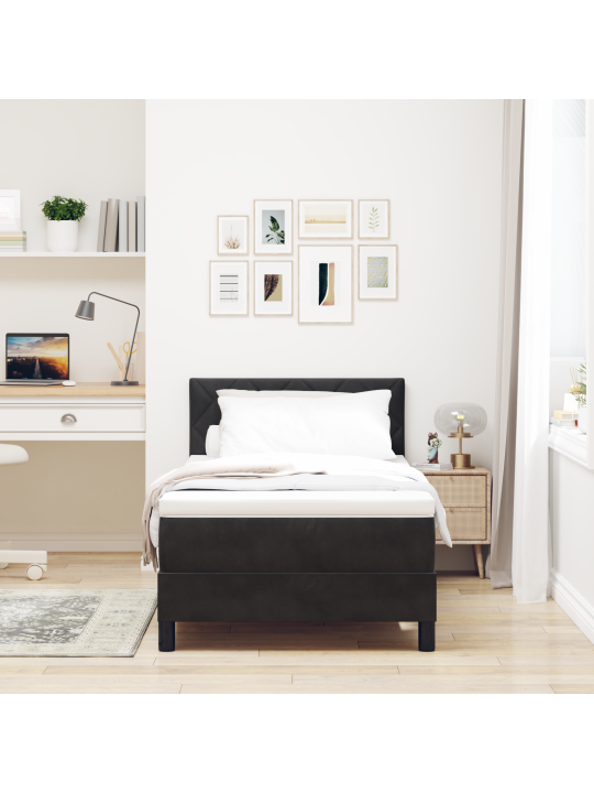 Box spring postel s matrací černá 100x200 cm samet