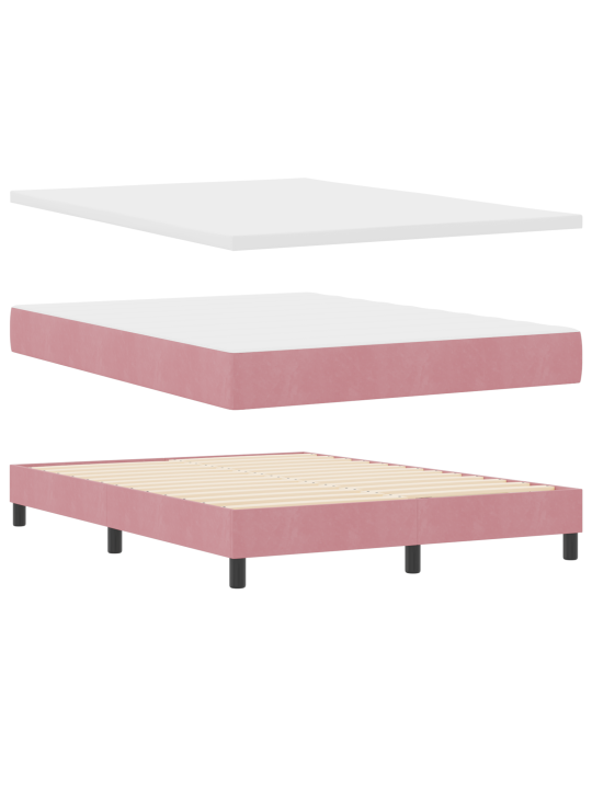Box spring postel s matrací růžová 140x200 cm samet