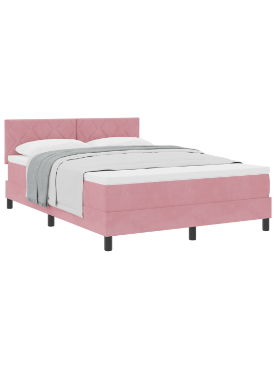 Box spring postel s matrací růžová 140x200 cm samet