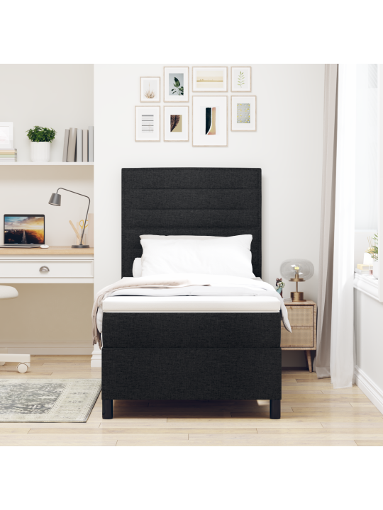 Box spring postel s matrací černá 80x200 cm tkanina